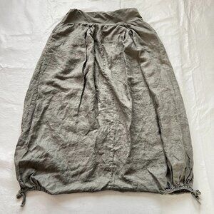 Linen pants olive green linen dropped crotch parachute baggy lagenlook Large